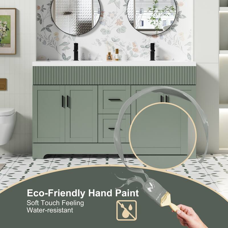 Modern 24"/30"/36"/48" Wave-Line Bathroom Vanity Set with Sink & Faucet