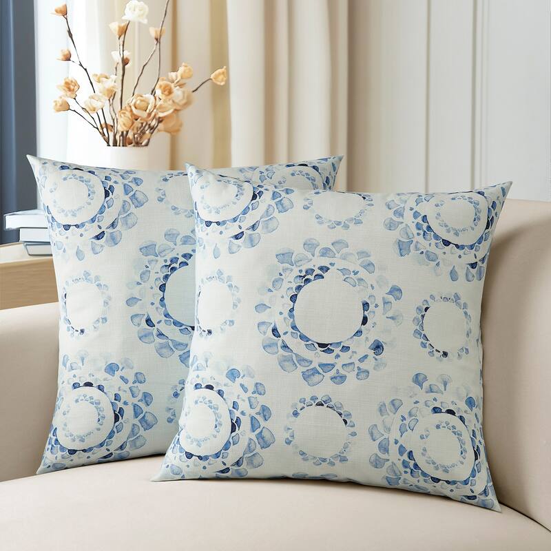 Exclusive Fabrics Printed Cotton Throw Pillow Covers 18 X 18 - Textured Decorative Pillow Covers (Set of 2)