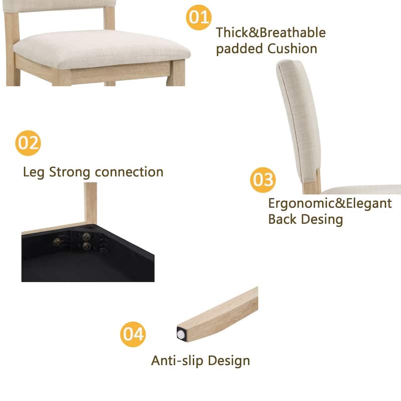 5-Piece Dining Set, 47.3" Round Dining Table with 4 Dining Chairs