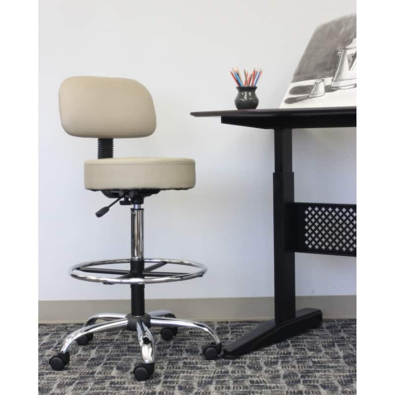 Boss Be Well Antimicrobial Adjustable Drafting Stool with Back