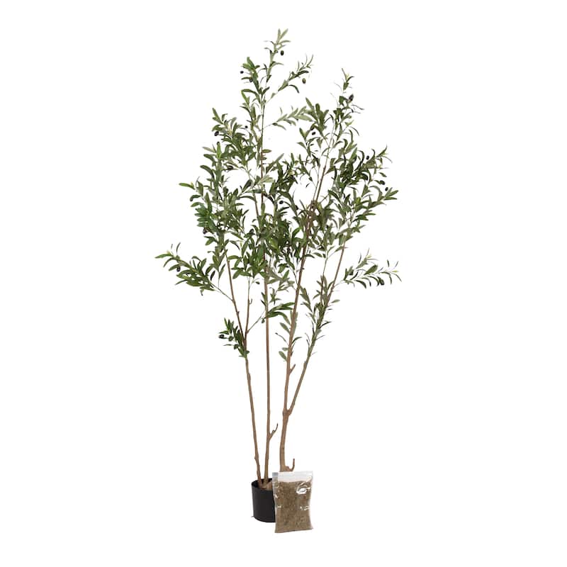 Kate and Laurel Oliveira Faux Olive Tree - Green - 7ft