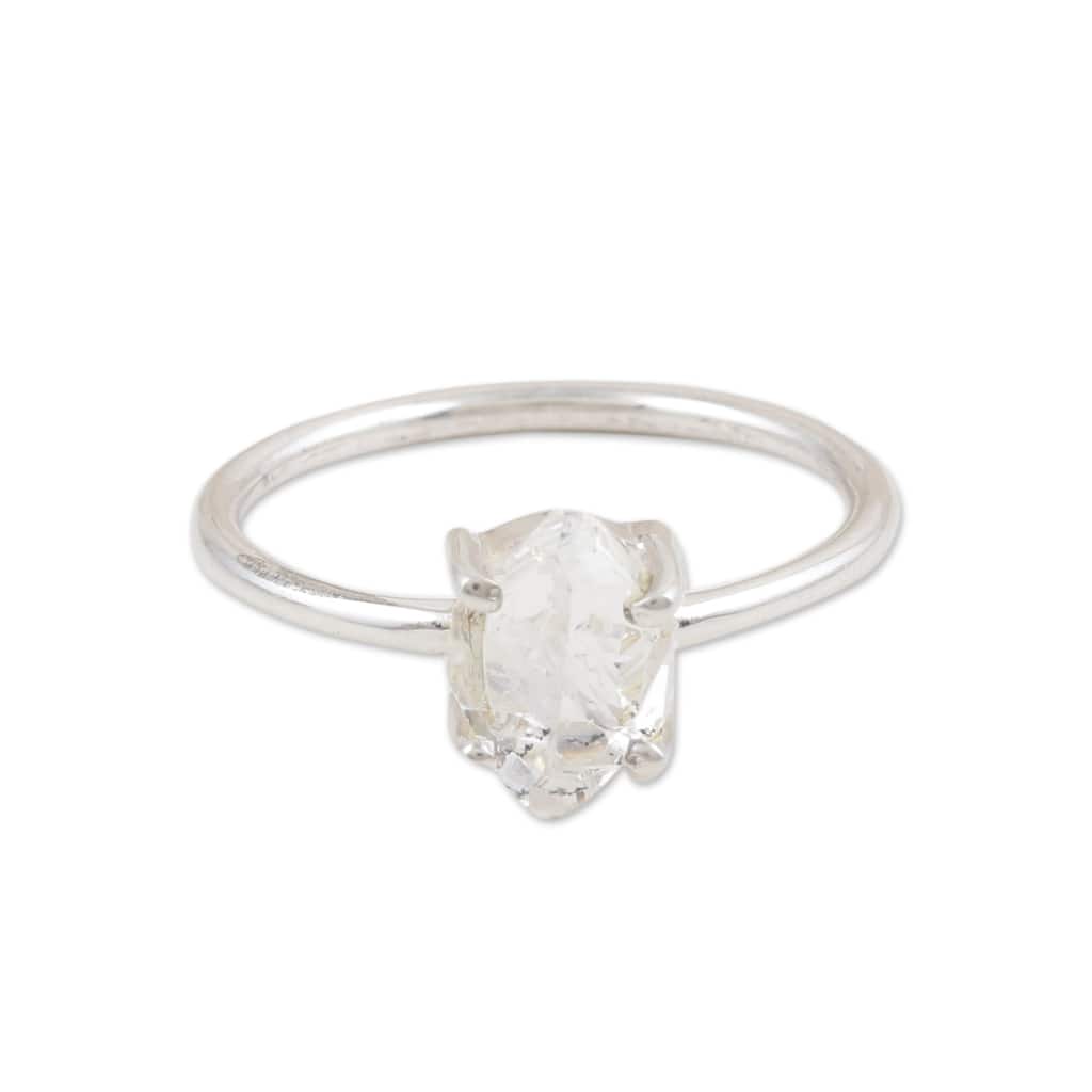 Novica Handmade Soul Purity Quartz Solitaire Ring