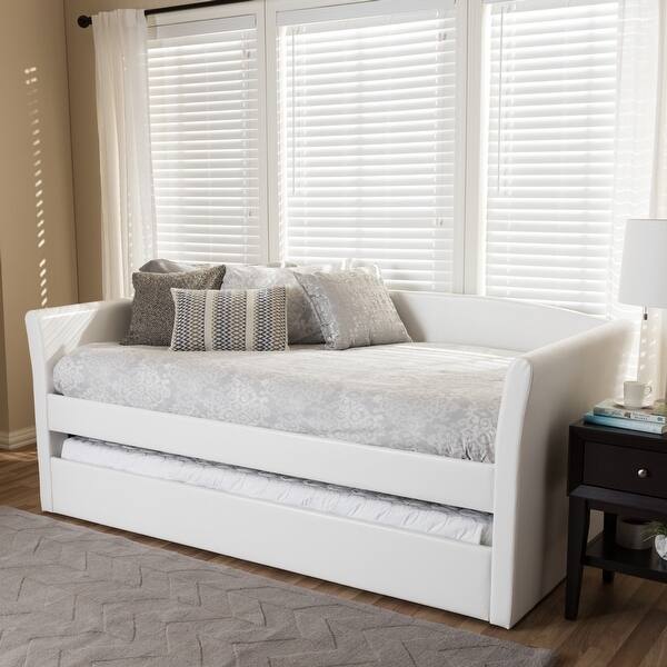 slide 2 of 22, Baxton Studio Camino Upholstered Daybed with Guest Trundle -Twin