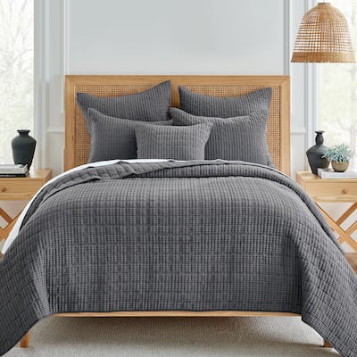 Mills Waffle Charcoal Full/Queen Quilt Set - Levtex Home