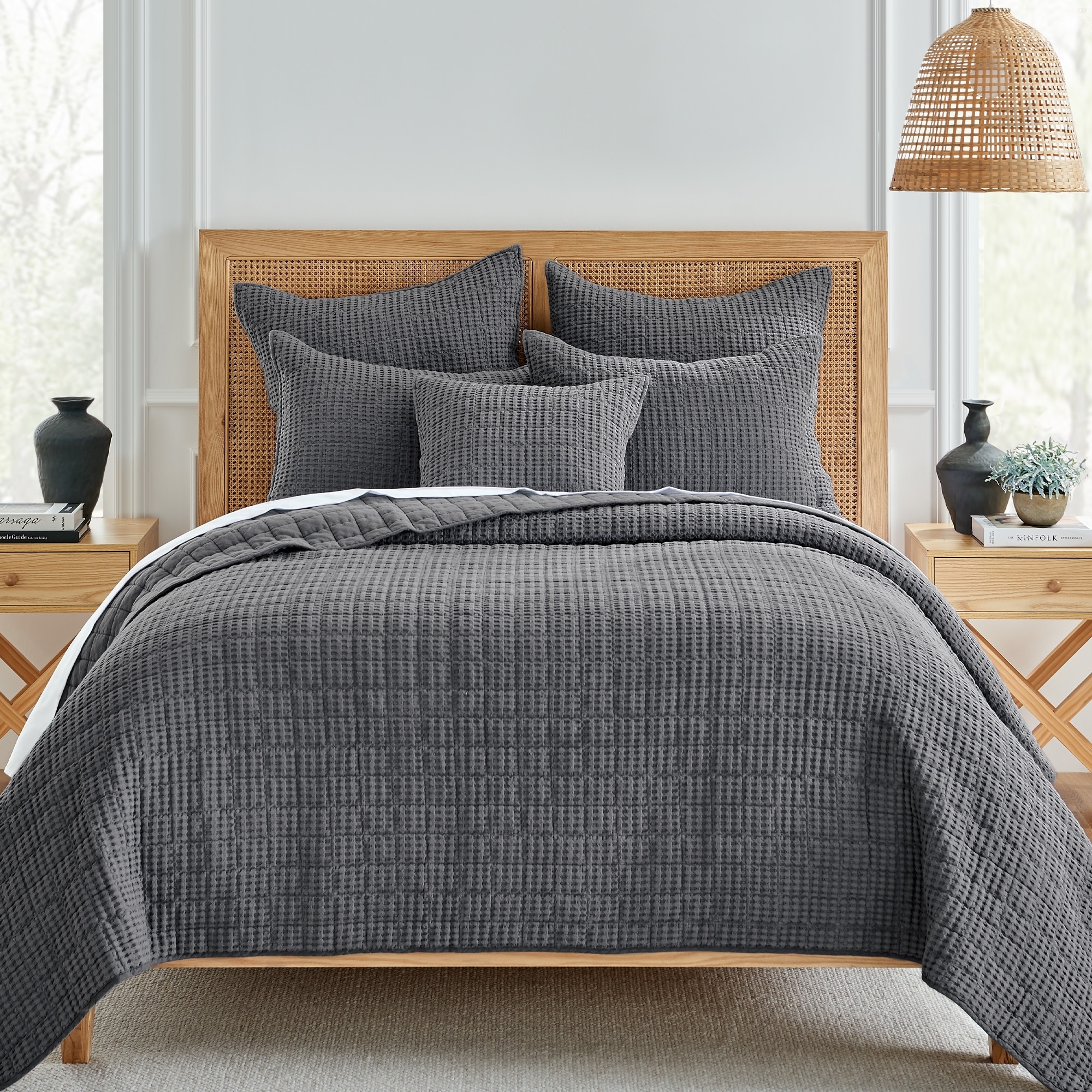 Mills Waffle Charcoal Full/Queen Quilt Set - Levtex Home