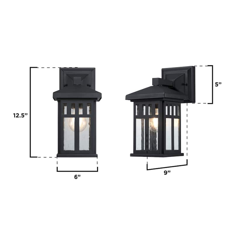 Westinghouse Lighting Burnham One Light Outdoor Wall Fixture, Textured Black Finish, Clear Seeded Glass - 1-Light