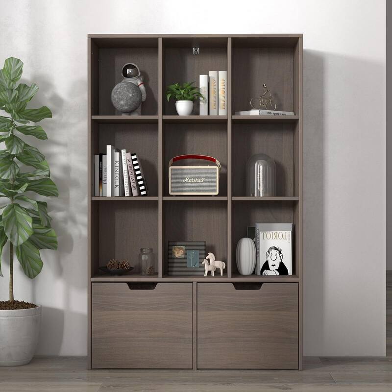 55.3" H Bookcase with Doors and Shelves