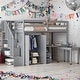 preview thumbnail 1 of 18, Twin Size Loft Bed with Stairs, Bookshelf, Drawers,Desk & Wardrobe - Gray Gray