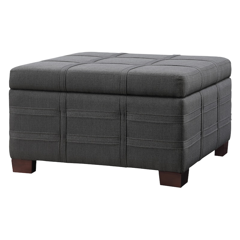 Detour Strap Square Storage Ottoman in Faux Leather
