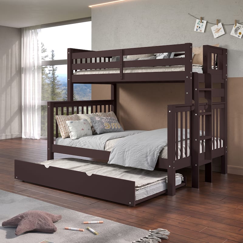 Taylor & Olive Trillium Twin over Full Bunk Bed Ladder, Twin Trundle - Dark Cherry