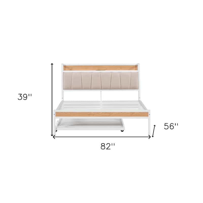 HomeRoots White Metal Full Bed Frame With Trundle