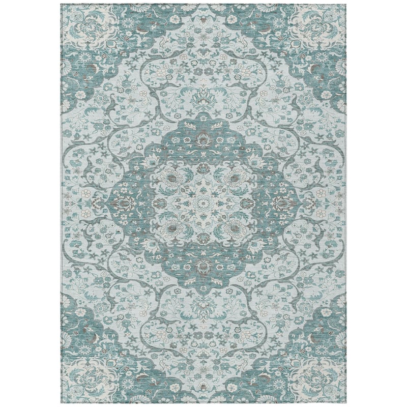 HomeRoots Medallion Traditional Rectangle Outdoor Rug