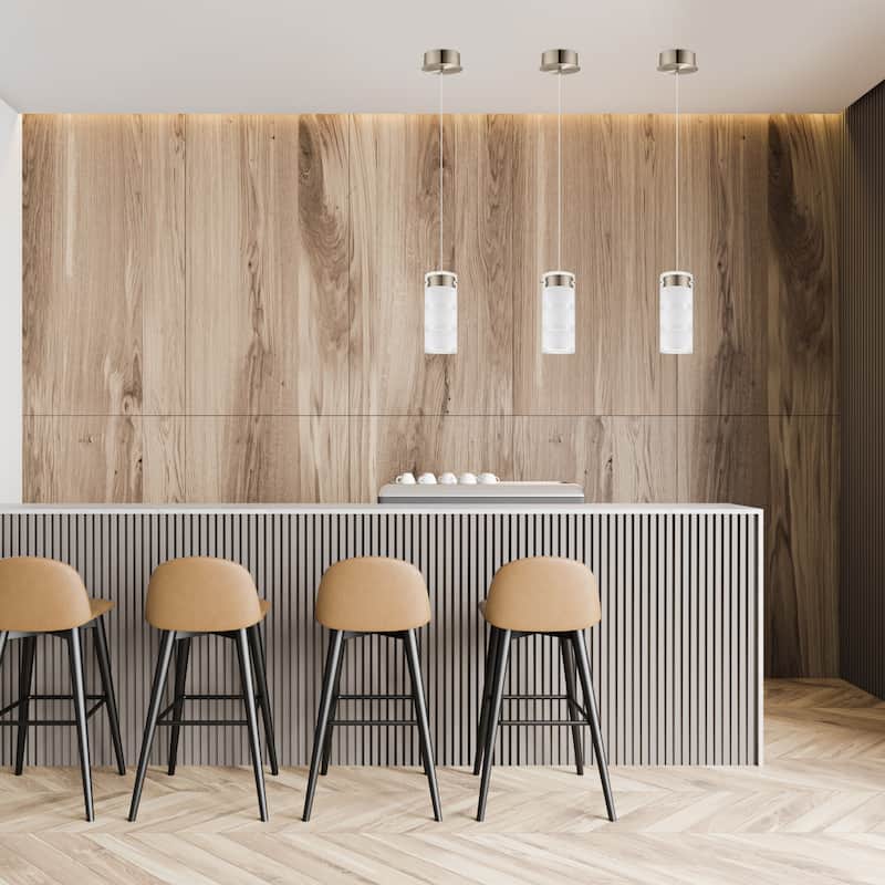 Eglo Olvero 1-Light Satin Nickel LED Pendant with Frosted and Clear Glass