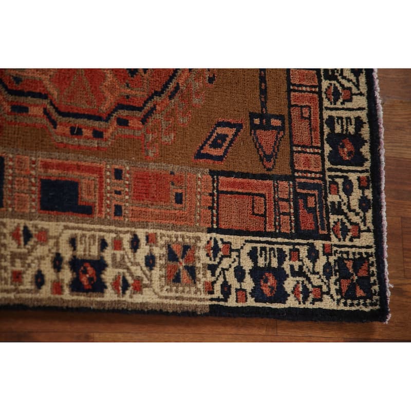 Traditional Ardebil Persian Vintage Runner Rug Handmade Wool Carpet - 2'10"x 10'5"