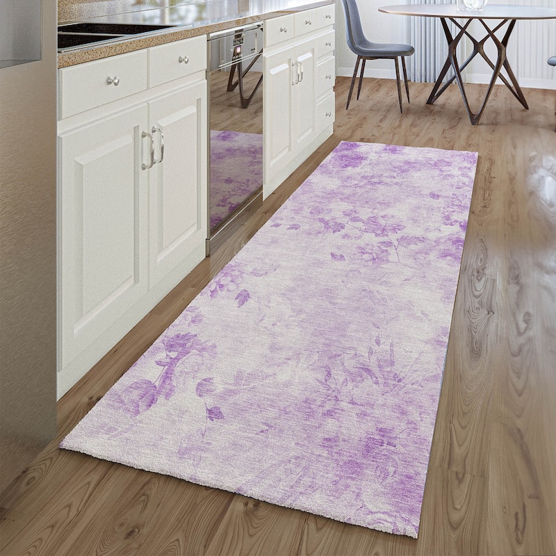 Premium Washable Super Soft Modern Floral Mayfield Rug - Lavender - 2' 3" x 7' 6" - Runner