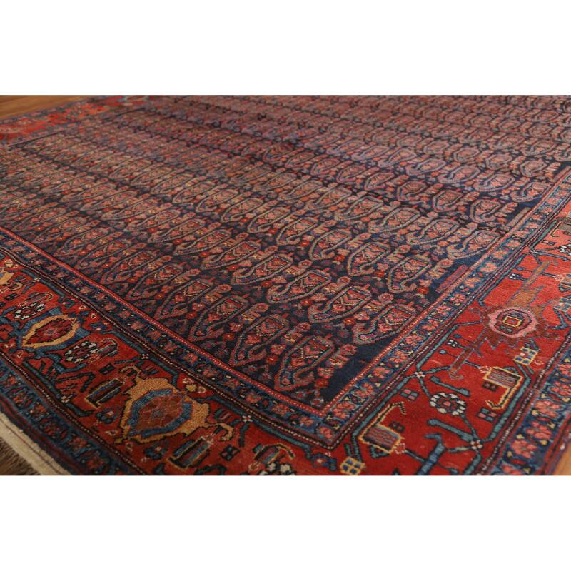 Hand Knotted Oriental 100% Wool Carpet Traditional All-Over Navy Blue & Blues Bidjar Area Rug - 17' 8'' X 6' 9''