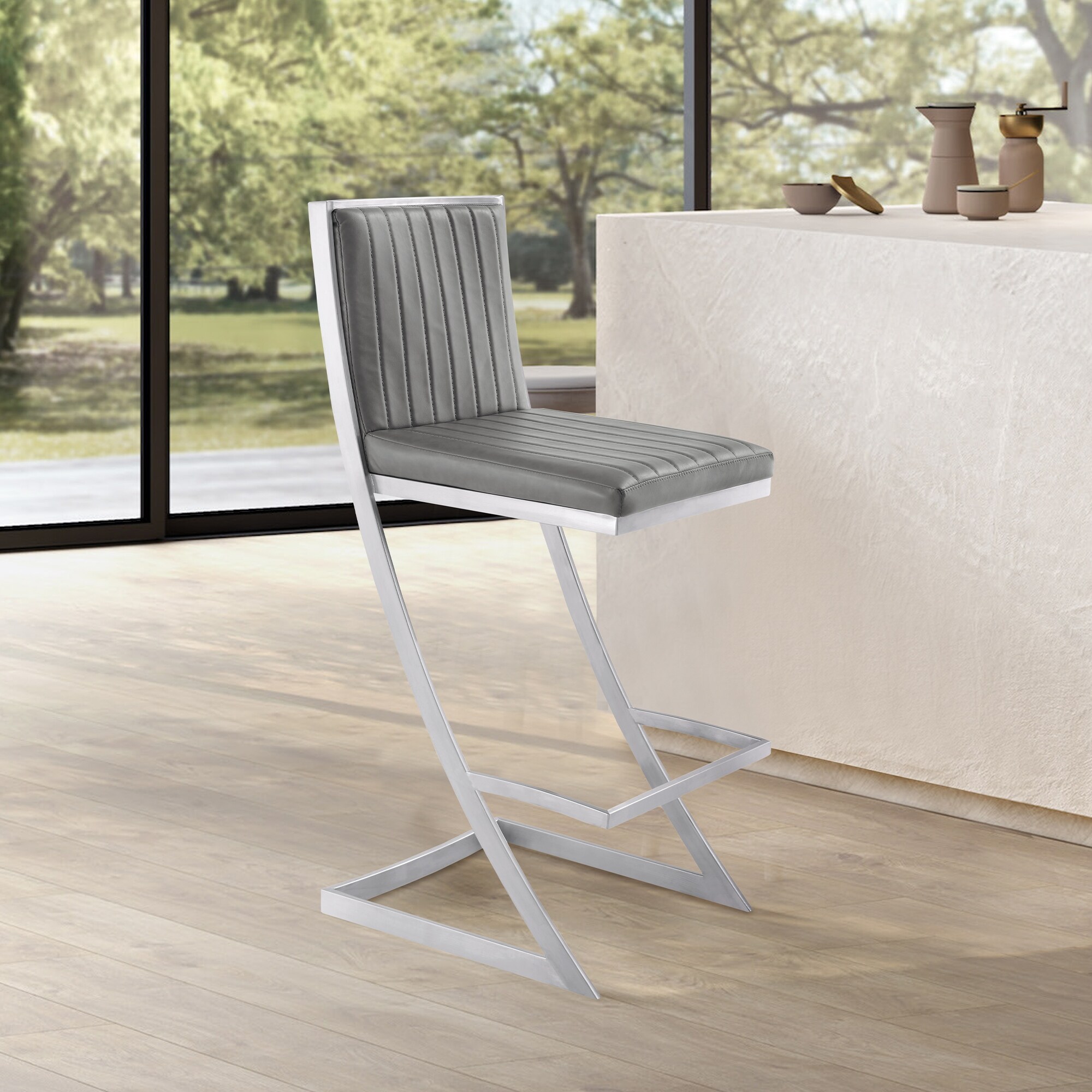 Leather and sale steel bar stools