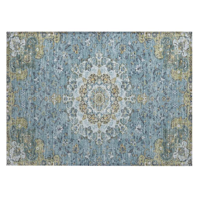 Machine Washable Indoor/ Outdoor Traditional Awaka Chantille Rug