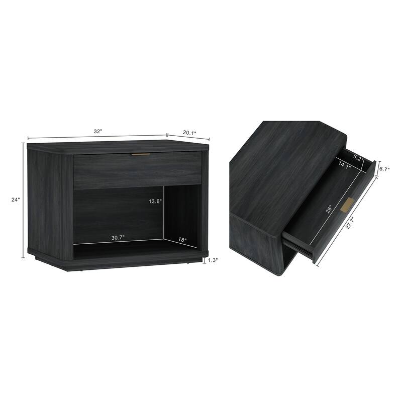 Manhattan Comfort Evelyn 32" Nightstand (1-Drawer)