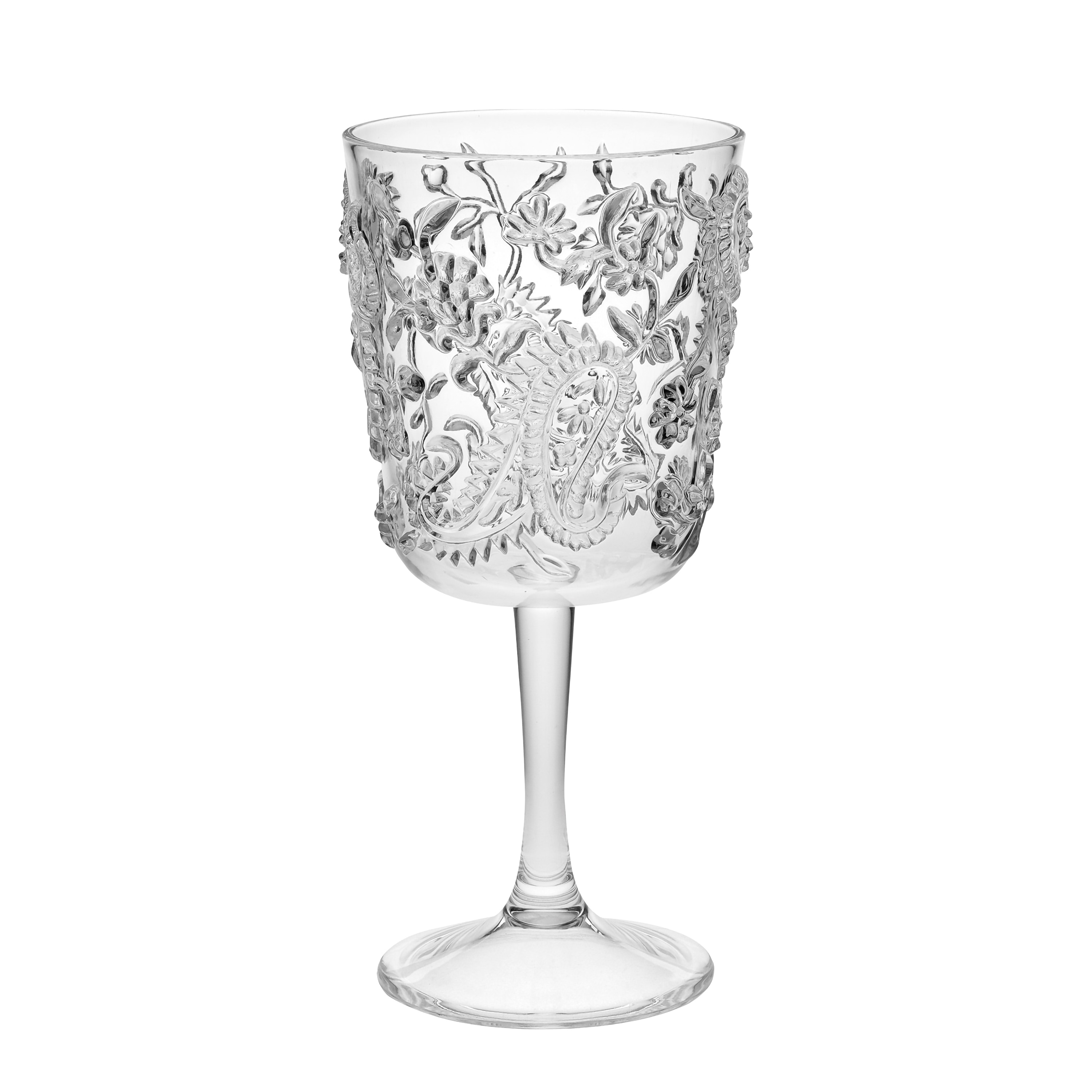 LeadingWare Paisley Acrylic Wine Glasses Set of 4 (13oz) - 3.38