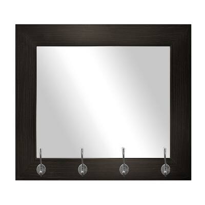 Modern Rustic (21.5" H x 25.5" W) Mirror with Coat Hooks