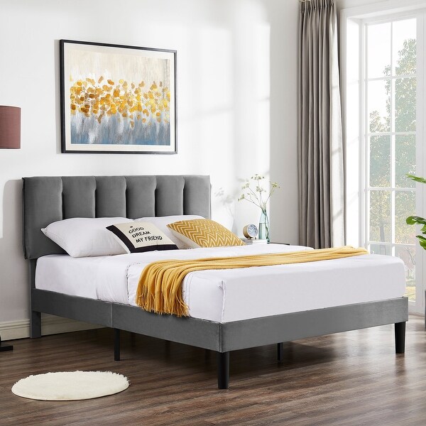Javlergo Full/Queen Size Tufted Upholstered Bed Frame with Javlergo Full/Queen Size Tufted Upholstered Bed Frame with