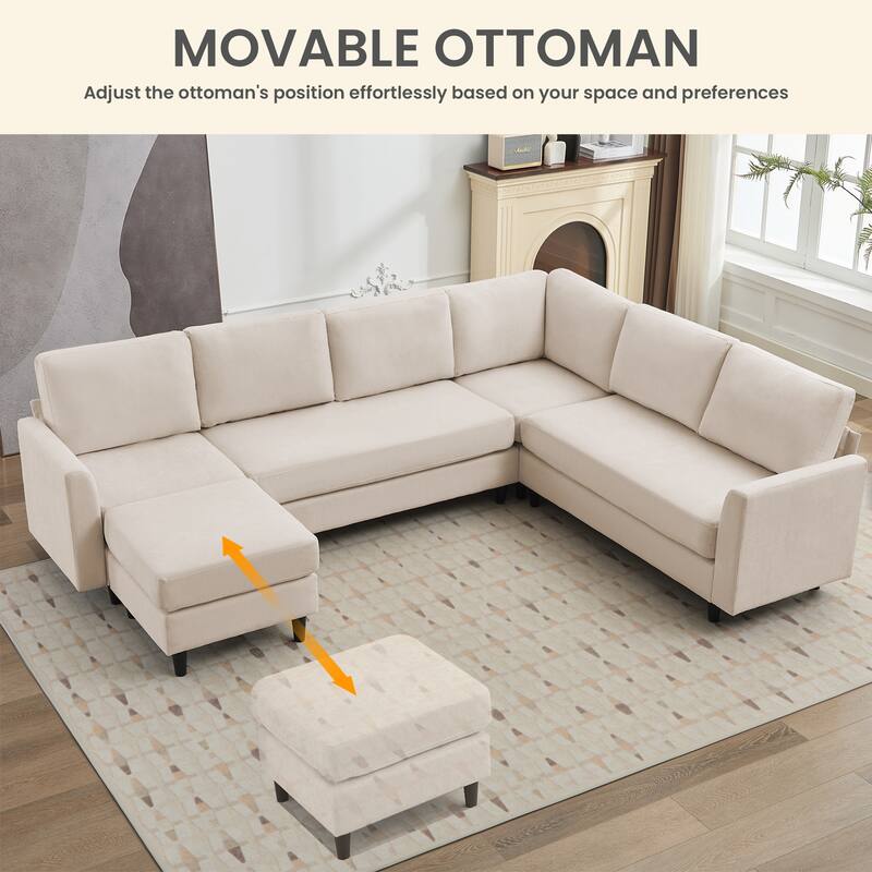 Snow Velvet Sectional Sofa