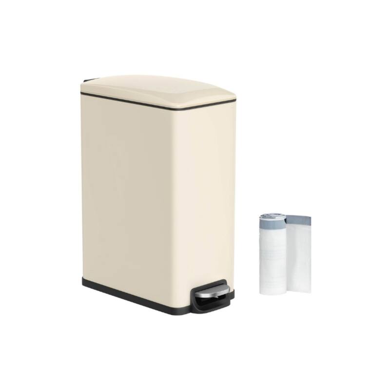 Slim Stainless-Steel Trash Can 12.7 Gallon with Soft Close Lid and Removable Inner Bucket Pedal Control