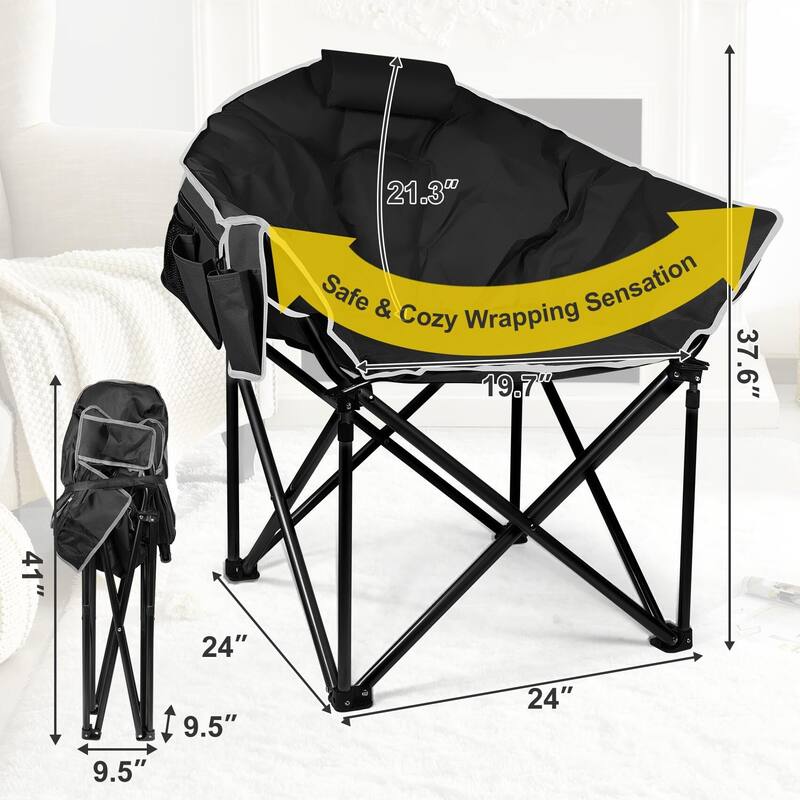Heated Camping Chair Oversized, Padded Heated Chair Outdoor Sports, 3 Heating Levels Adjustable Camping Chairs for Adults