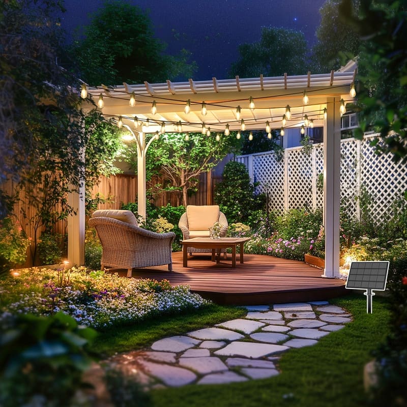 54FT Solar String Lights Outdoor Waterproof 16 LED Bulbs