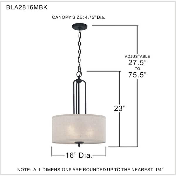 Quoizel Blanche Matte Black 3-light Pendant