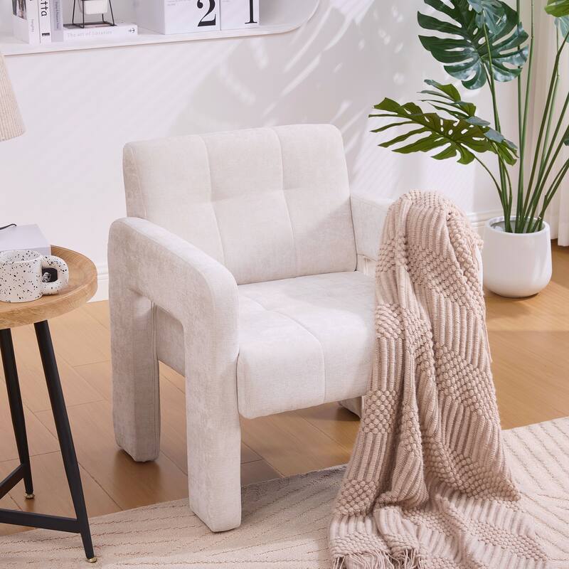 Modern Minimalist Casual Single Armchair Living Room, Bedroom, Office Area Upholstered Chair Comfortable Padded Armchair