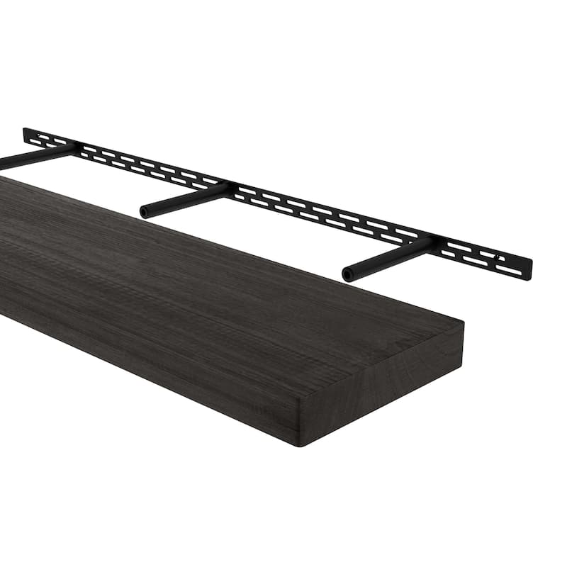 Wallniture Bois Wood Board 48" Long, 10'' Deep, 2" Thick, Hidden Bracket Shelf for Wall, Kitchen Shelf, Special Walnut, 1Pc