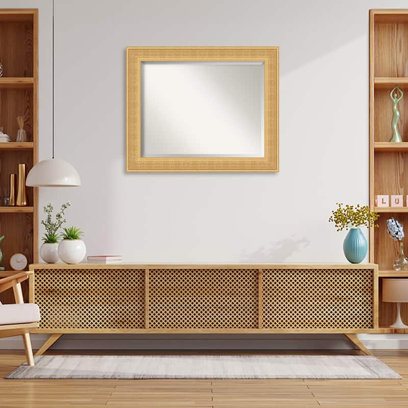 Trellis Beveled Wood Framed Wall Mirror - Trellis Gold
