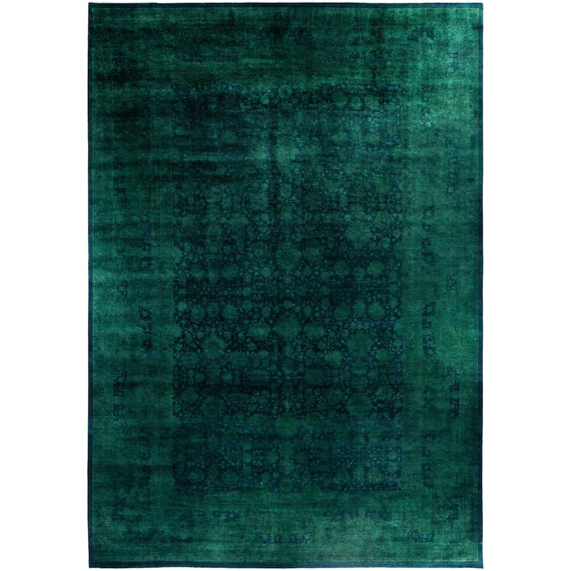 Overdyed One-of-a-Kind Hand-Knotted Area Rug - Green - 12' 0" x 17' 6"