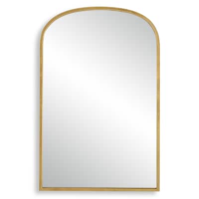 Copper Grove Gold Leaf Wall Mirror with Subtle Arch
