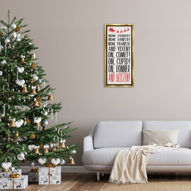 Stupell Holiday Reindeer Names Framed Floater Canvas Wall Art Design By Dogwood Portfolio