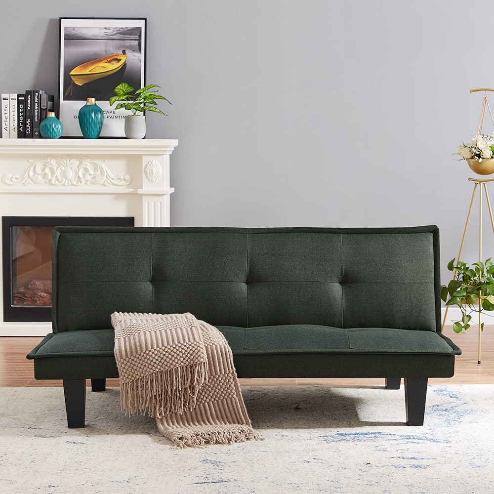 Modern Fabric Futon Sofa Bed , Convertible Folding Futon Sofa Bed Sleeper for Home Living Room
