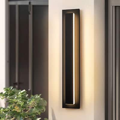 Aluminum Modern Black Rectangular Linear Outdoor Wall Lights Dimmable LED Wall Sconce