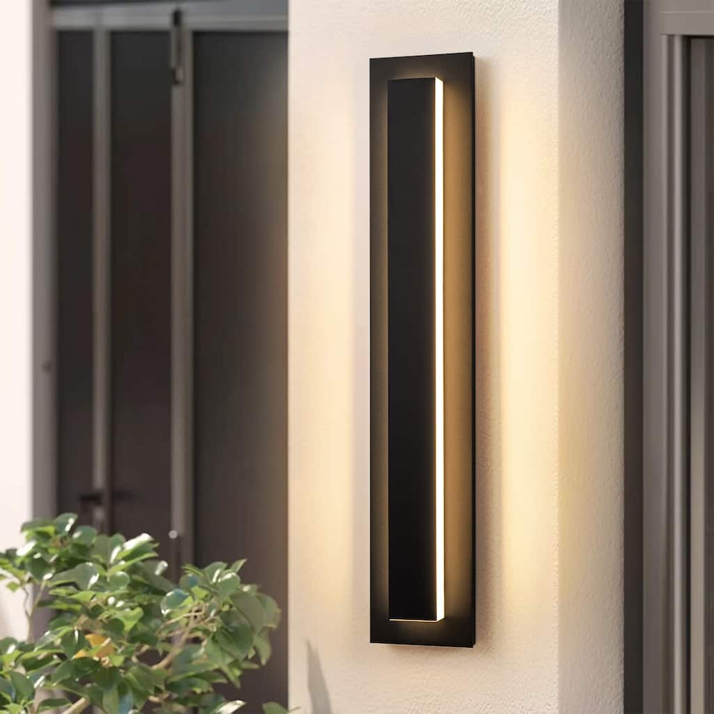 Aluminum Modern Black Rectangular Linear Outdoor Wall Lights Dimmable LED Wall Sconce