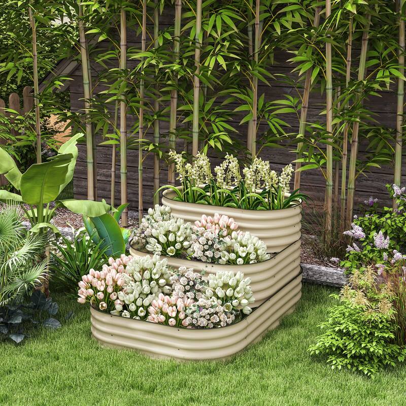 Outdoor Modular Raised Garden Bed with Bottomless Design Safety Edging