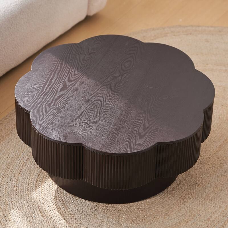 31.50"Modern Flower Shaped Coffee Table, Plum Blossom Shaped Coffee Table with Storage