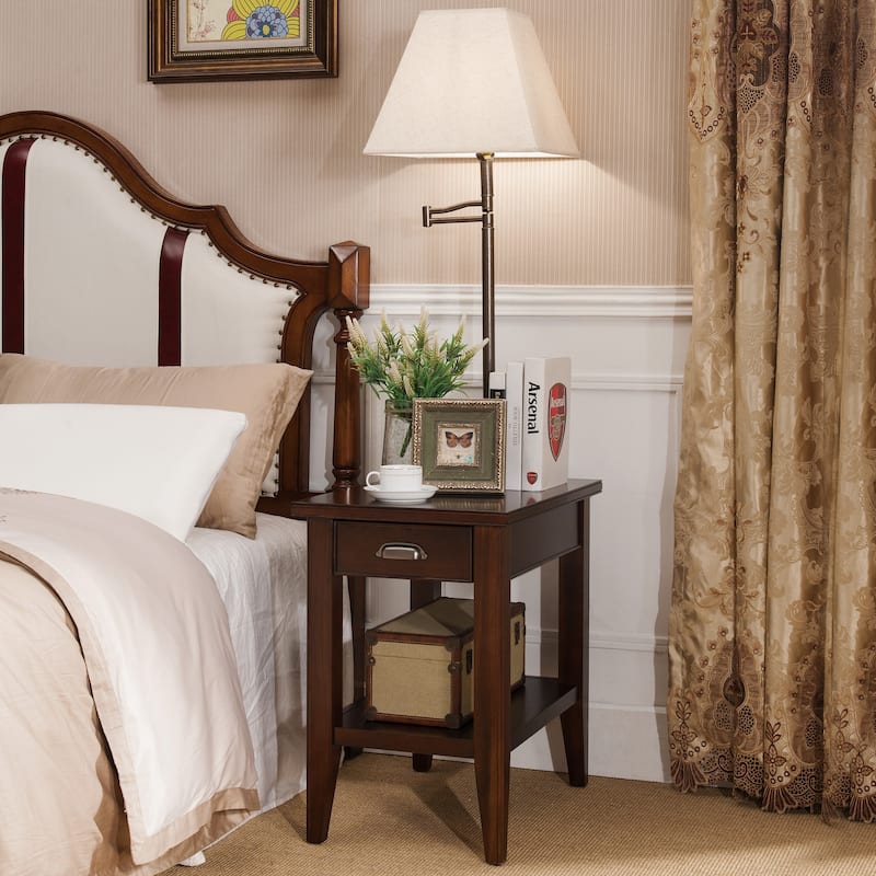 Leick Home Laurent One Drawer Swing Arm Lamp Side Table - Brown