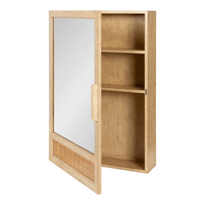 Kate and Laurel Ori Rattan Mirror Vanity Cabinet - 20x30