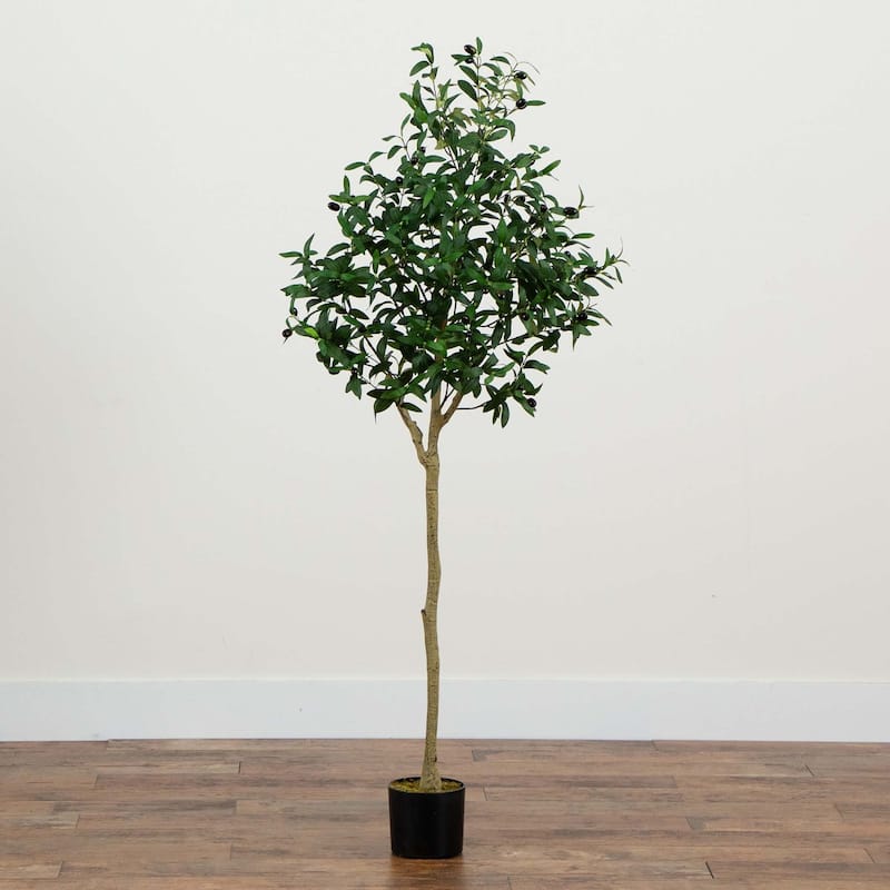 Potted Black Olive Artificial Tree - 5'