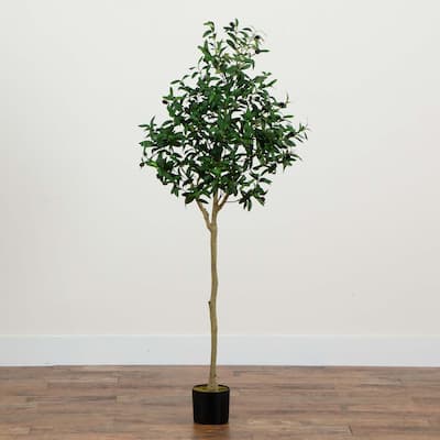 Potted Black Olive Artificial Tree - 5'