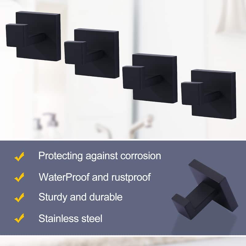 WOWOW J-Hook Wall Mount Robe/Towel Hook 4PCS