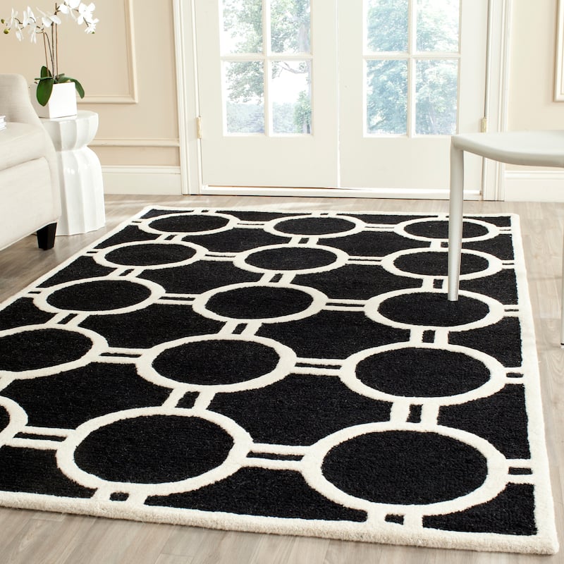 SAFAVIEH Handmade Cambridge Arah Modern Moroccan Wool Rug - 4' x 6' - Black/Ivory - Rectangle