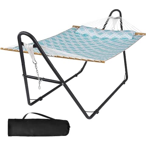 2 Person Portable Hammock with Stand and Pillow by Suncreat