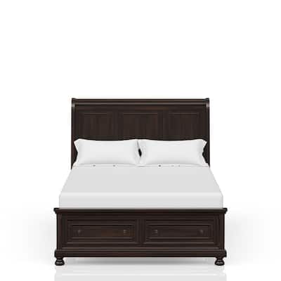 Queen Size Solid Wood Storage Bed with 2 Drawers and Transitional Design (No Box Spring Needed)